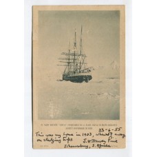 ANTARTIDA 1903 TARJETA POSTAL CON FIRMA AUTOGRAFA DE JAMES HUNTER HARVEY PIRIE EN 1955 QUEIN FUERA BOTANICO DE LA EXPEDICION BRUCE EN UNA POSTAL DEL BARCO 